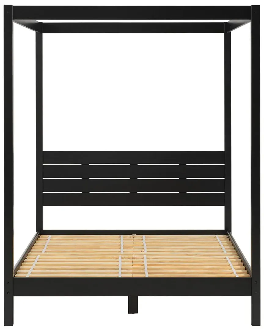 Queen Canopy Bed Frame - Black, Pine Wood
