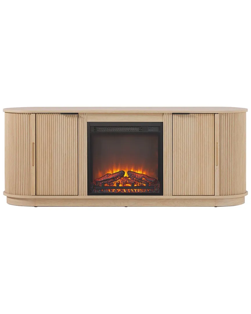 Reeded 60in Fireplace TV Stand - Coastal Oak image