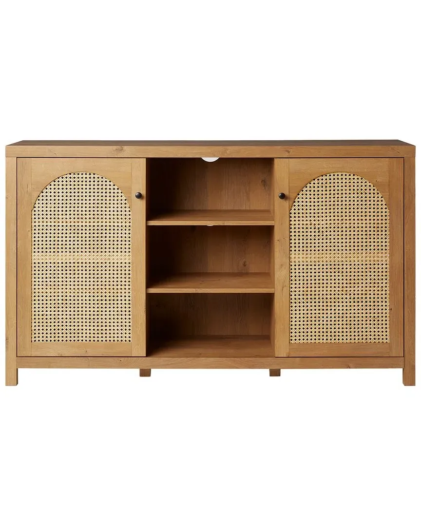 Sasha 58in 2-Door Sideboard with Rattan Panels - English Oak image
