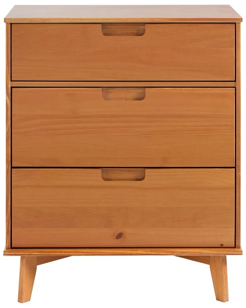 Sloane 3-Drawer Dresser with Cutout Handles - Caramel, Pine image
