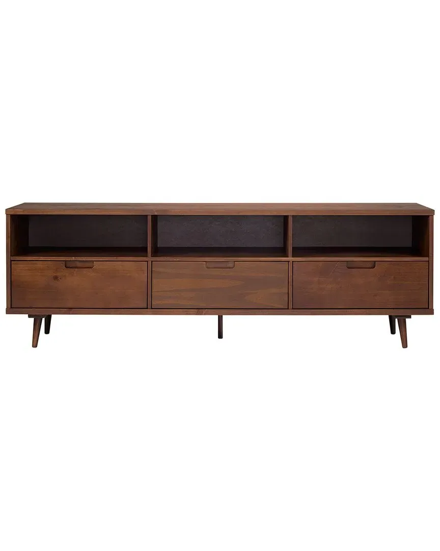 Sloane TV Stand with 3 Drawers and Cubbies - Walnut, MDF