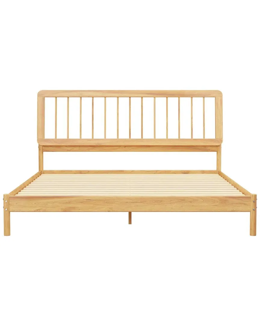 Solid Wood Spindle Bed Frame - Natural Pine