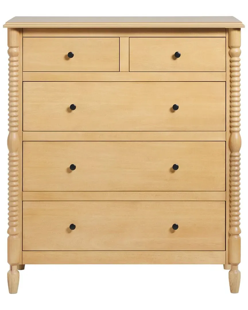 Vivienne Spindle 5-Drawer Dresser - Natural, Rubberwood