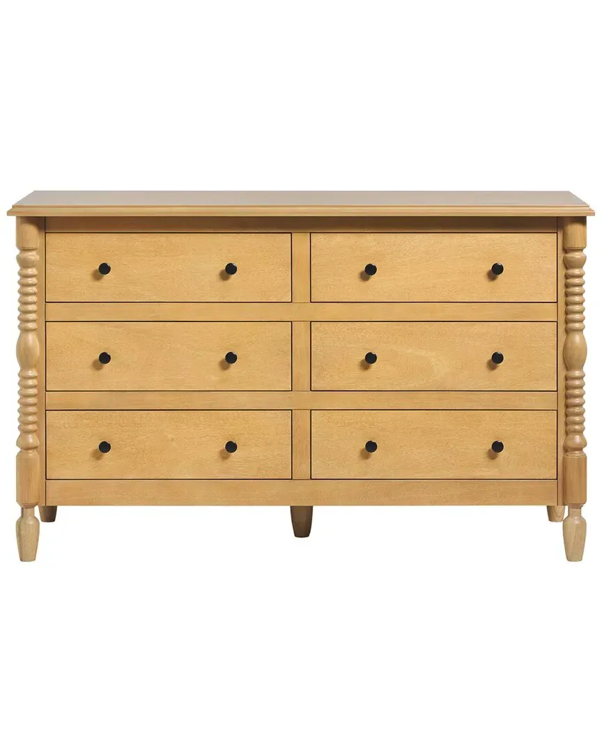 Vivienne Spindle 6-Drawer Dresser - Natural, Rubberwood