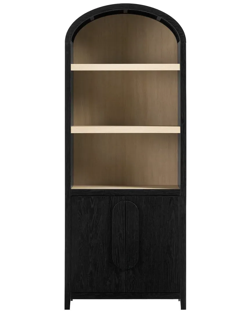 Walker Edison 3-Shelf Arched Bookcase Cabinet - Black image