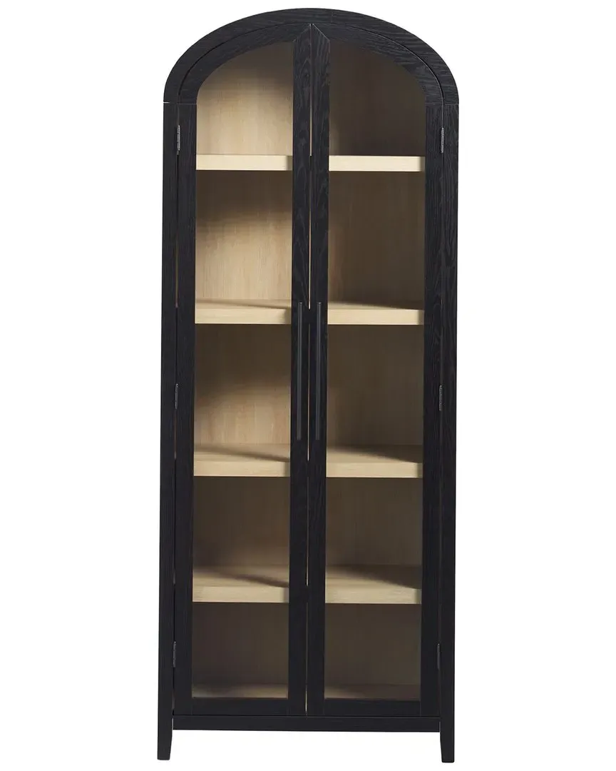Walker Edison 5-Shelf Arched Bookcase with Glass Doors - Black image