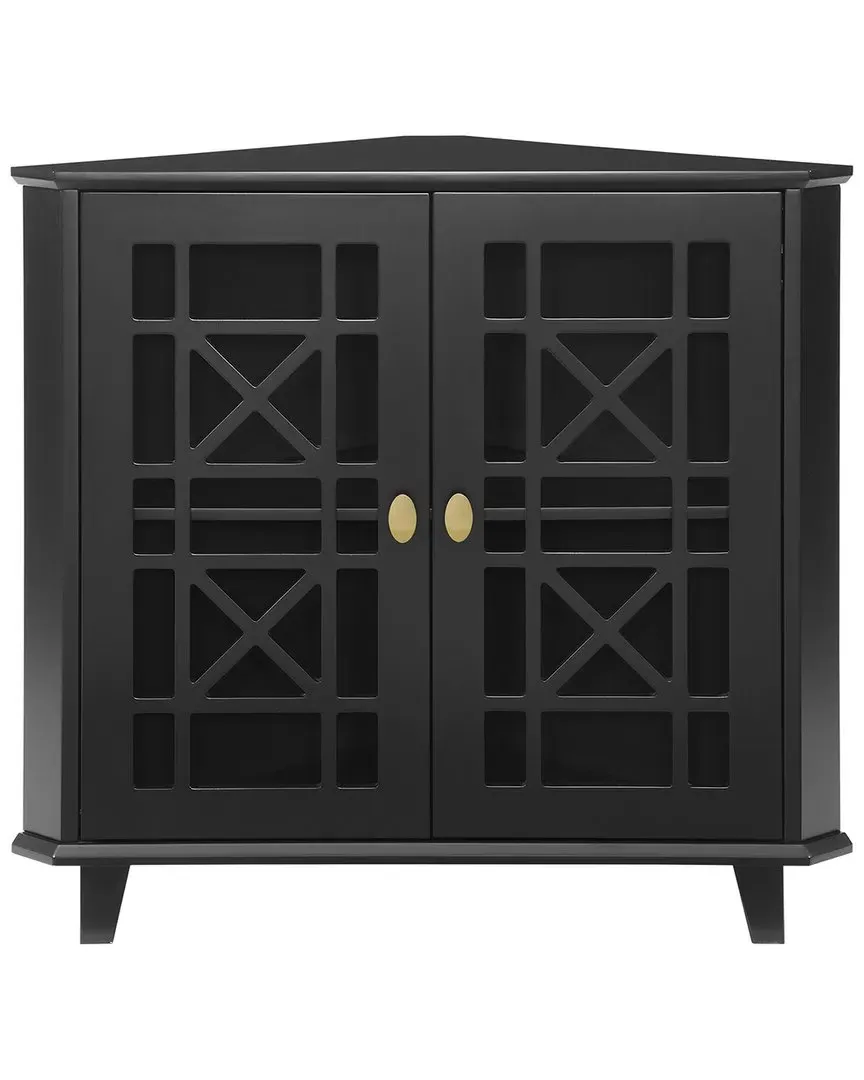 Walker Edison Fretwork Corner Accent Cabinet - Black image