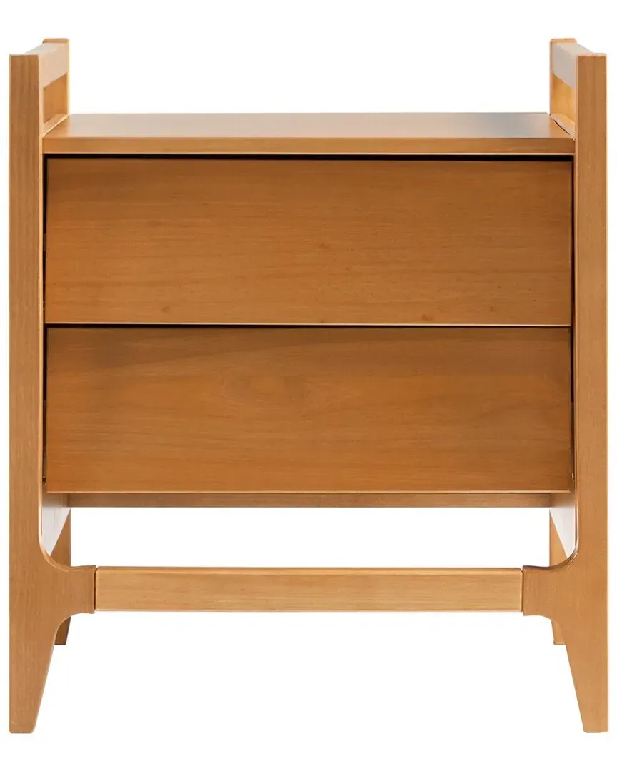 Walker Edison Scandi Angle Face Solid Wood Nightstand - Brown image