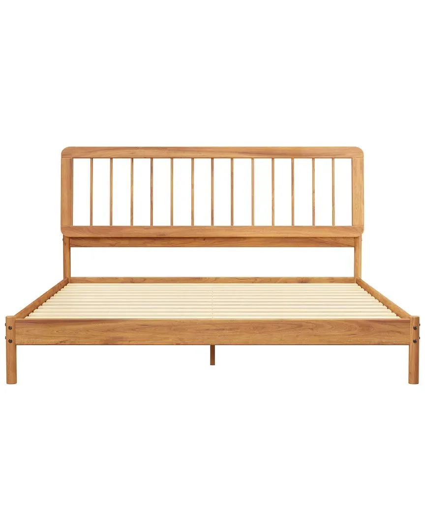 Walker Edison Spindle King Size Bed Frame - Caramel, Pine Wood image