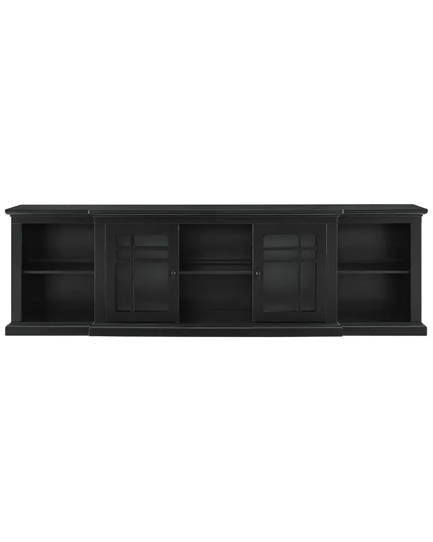 Wide TV Stand with Glass Doors - Black image