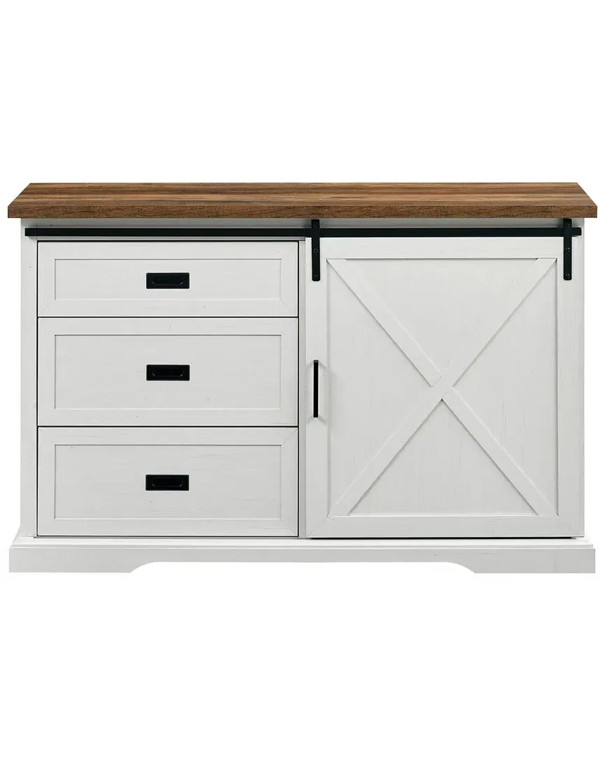 X-Barn Door Sideboard with Storage - Rustic Oak, Metal & Wood