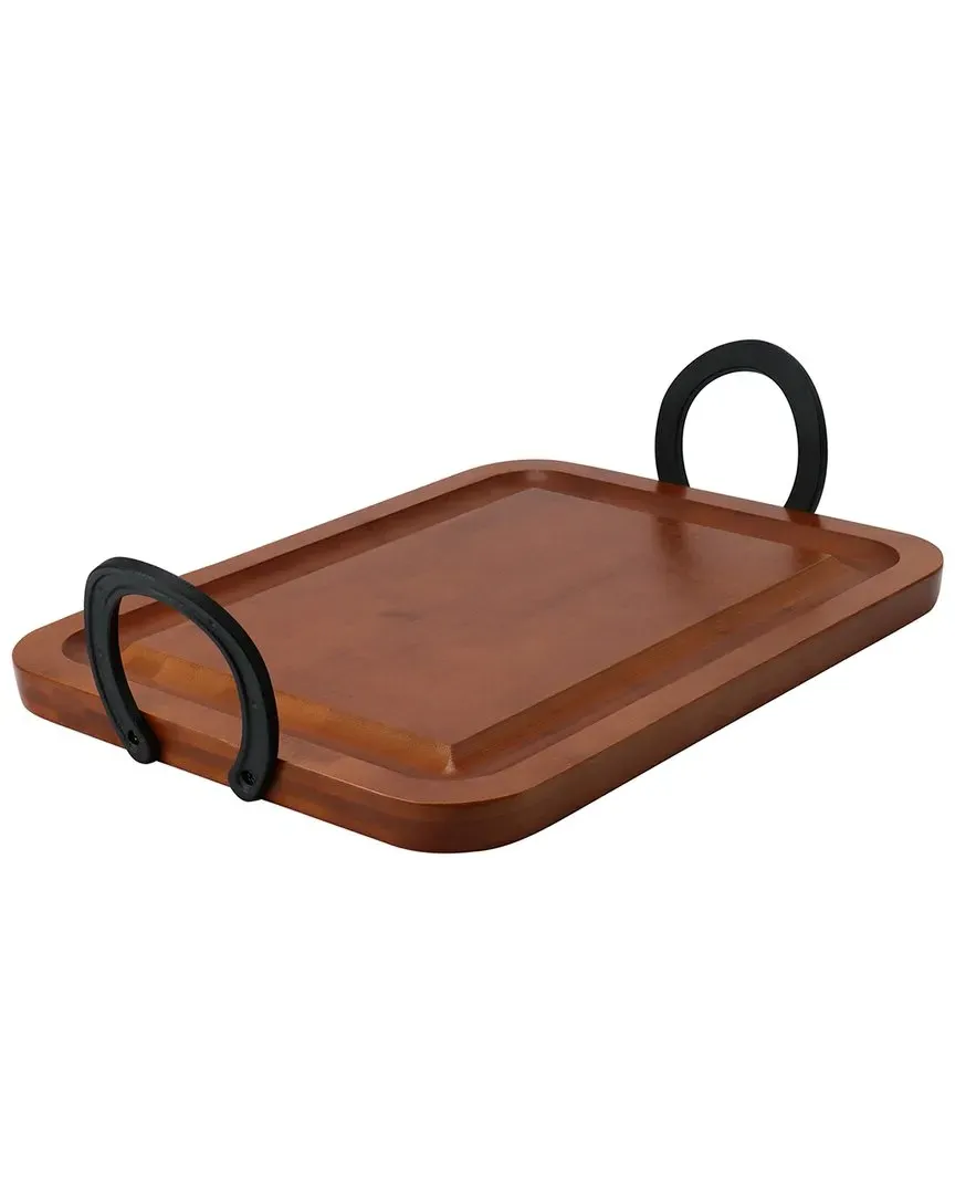 Bamboo Charcuterie Board with Horseshoe Handles - Brown image