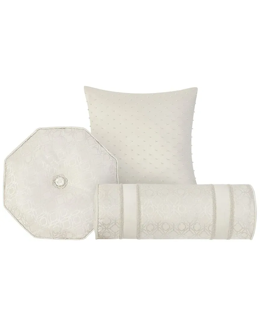 Aragon Set of 3 Decorative Pillows - White, Polyester