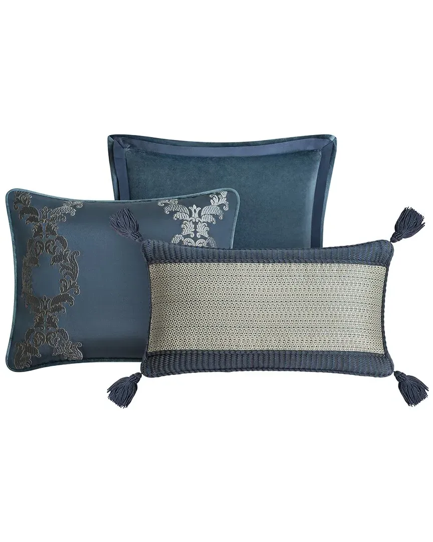 Everett Set of 3 Decorative Pillows - Teal, Polyester