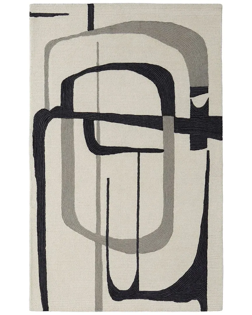 Ardon Abstract Area Rug - Ivory, Wool