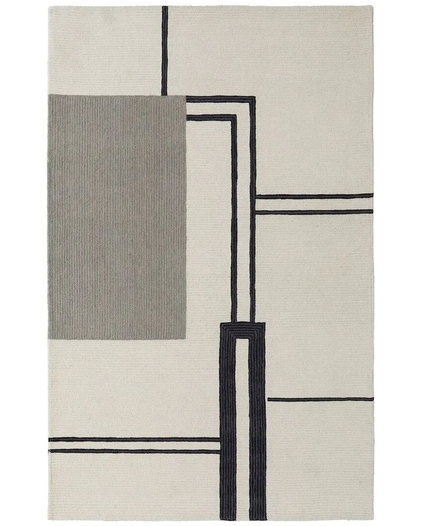 Ardon Abstract Area Rug - Ivory, Wool