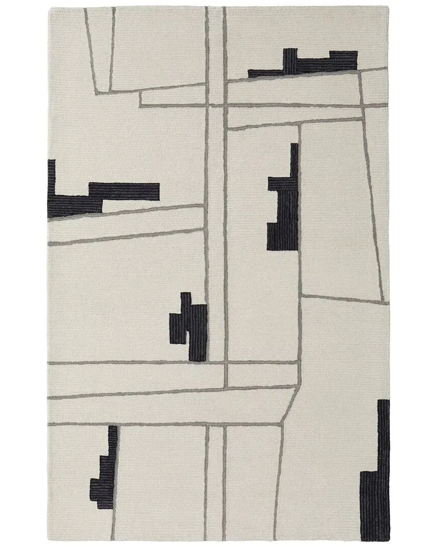 Ardon Abstract Area Rug - Ivory, Wool