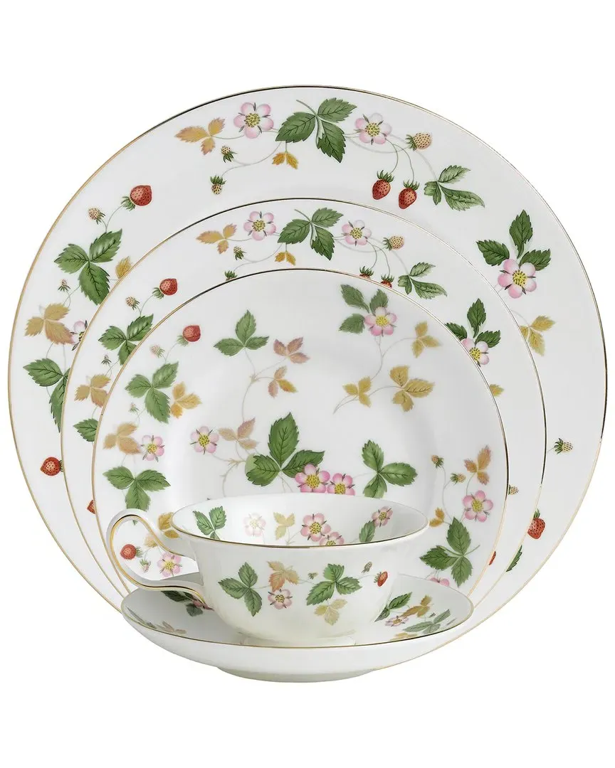 Wild Strawberry 5pc Place Setting - White, Bone China image
