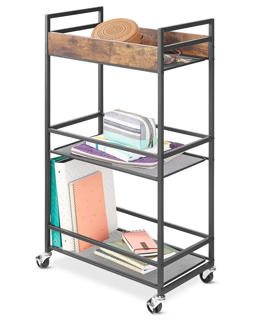 Industrial 3-Tier Shelf Cart - Black, Steel
