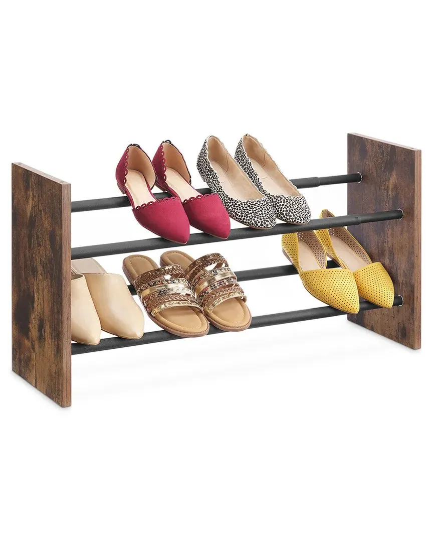 Industrial Expandable 2-Tier Shoe Rack - Black, Metal image