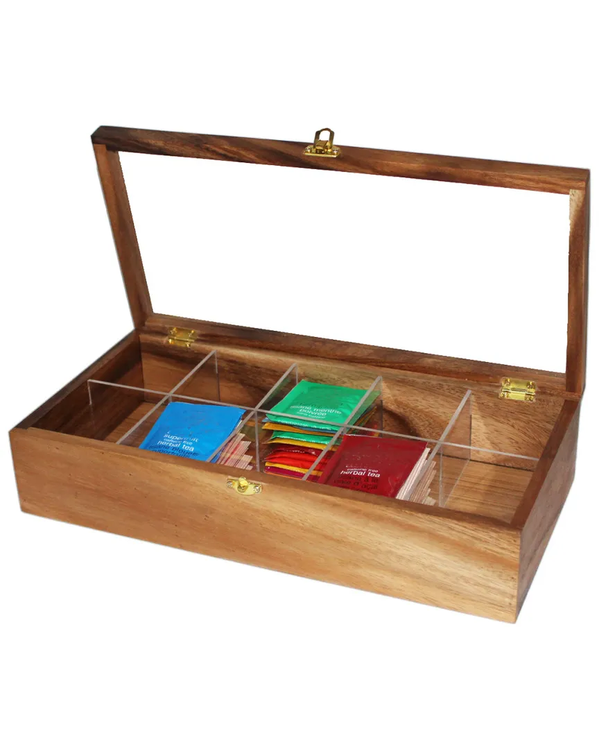 10-Compartment Tea Box - Acacia Wood image