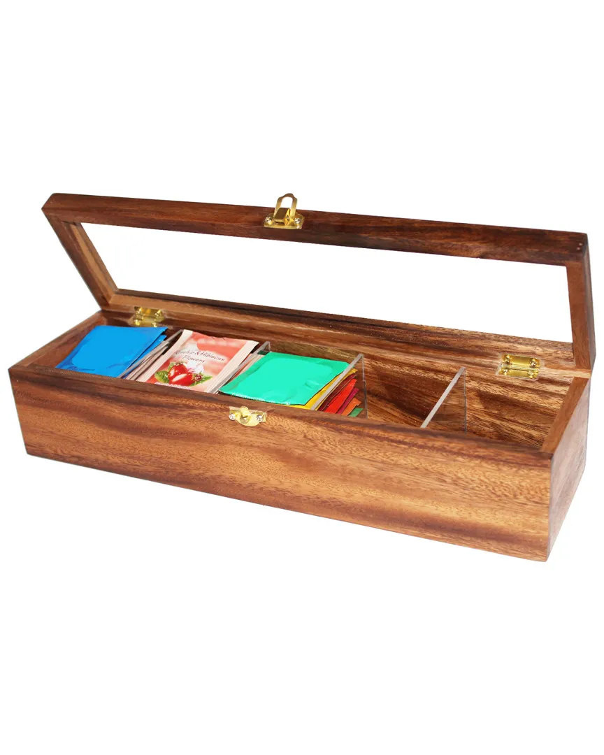 5-Compartment Tea Box - Acacia Wood image