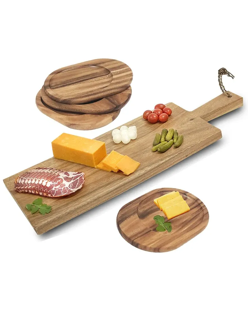 5-Piece Serving Set - Brown, Acacia Wood image