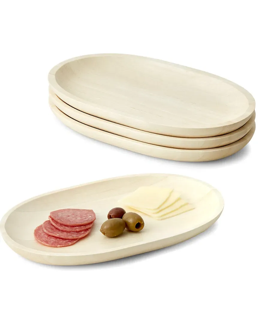 Provencal Collection 4pc Oval Serving Trays - Rubberwood image