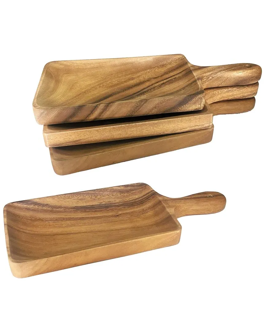 Set of 4 Large Paddle Board Serving Trays - Natural, Acacia Wood image
