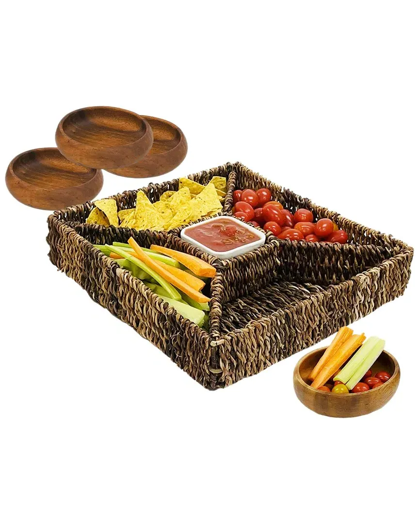 Woodard & Charles 5-Piece Entertaining Set - Brown, Acacia Wood image