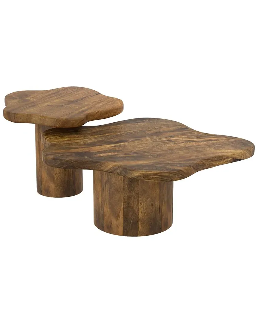 2pc Coffee Table Set - Walnut, Mango Wood