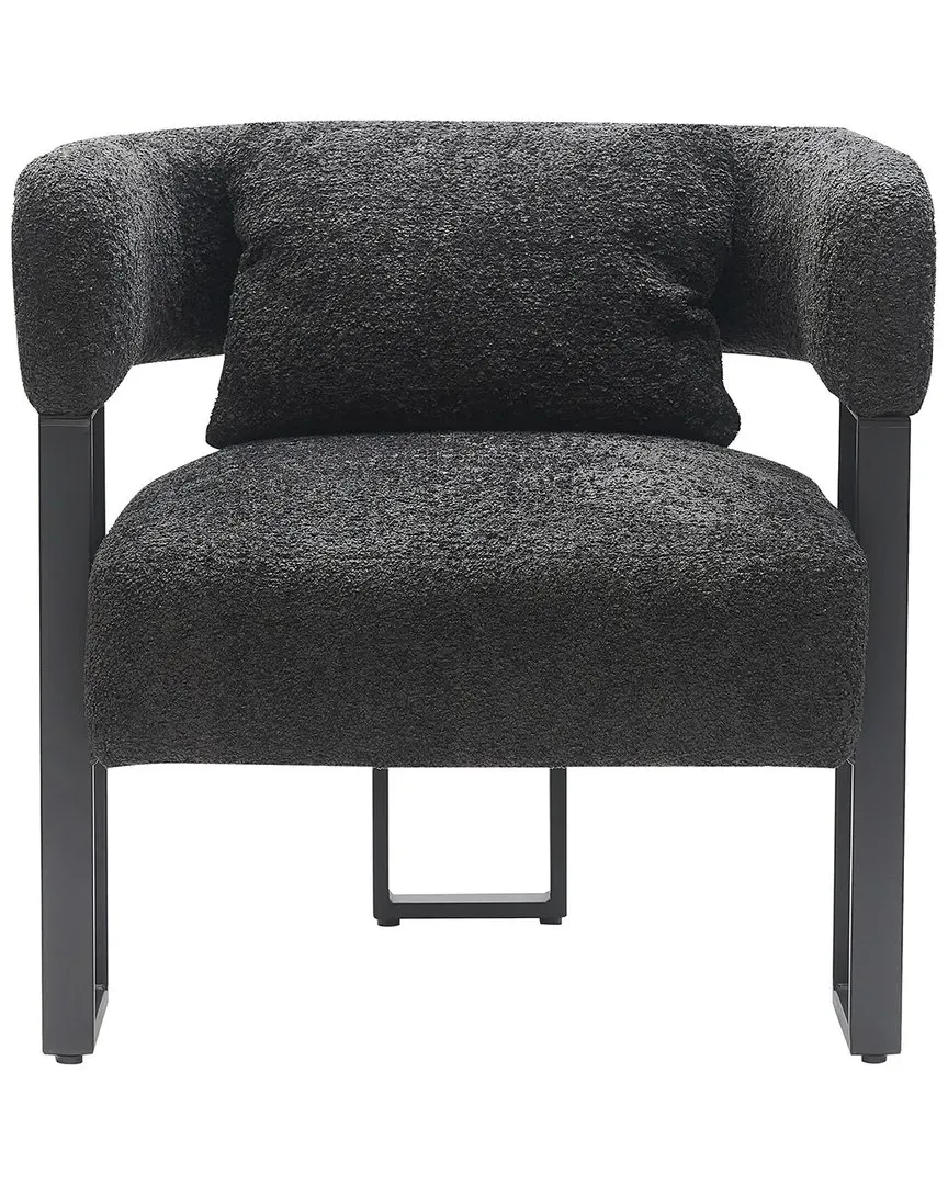 Boucle Fabric Accent Chair - Charcoal, Metal image