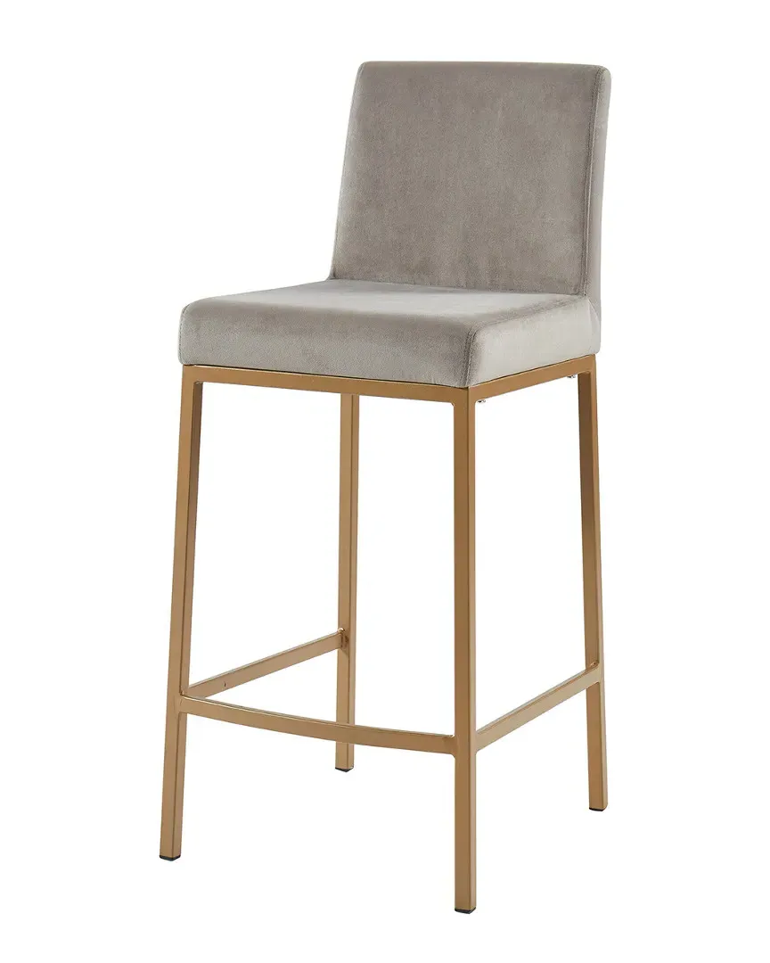 Diego Set of 2 Counter Stools - Grey, Velvet