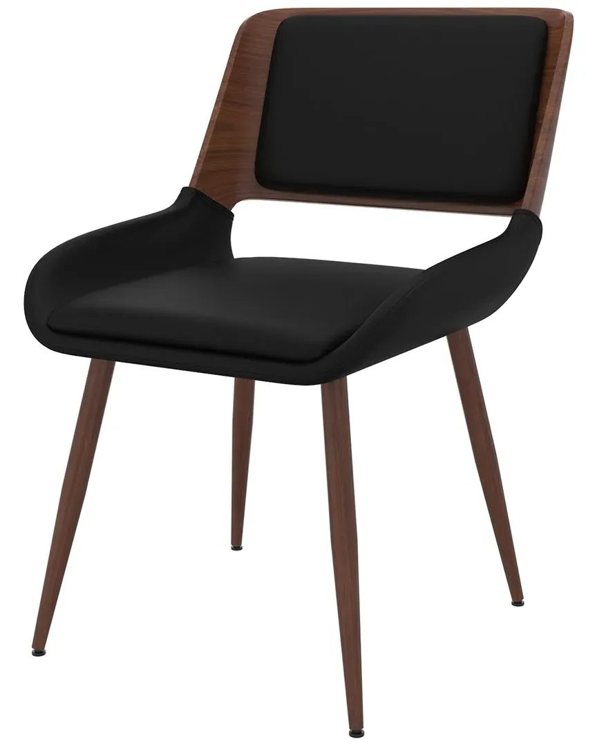 Faux Leather Side Chair - Black, Walnut