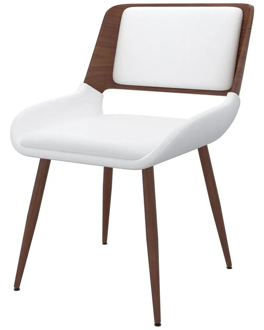 Faux Leather Side Chair - White, Walnut