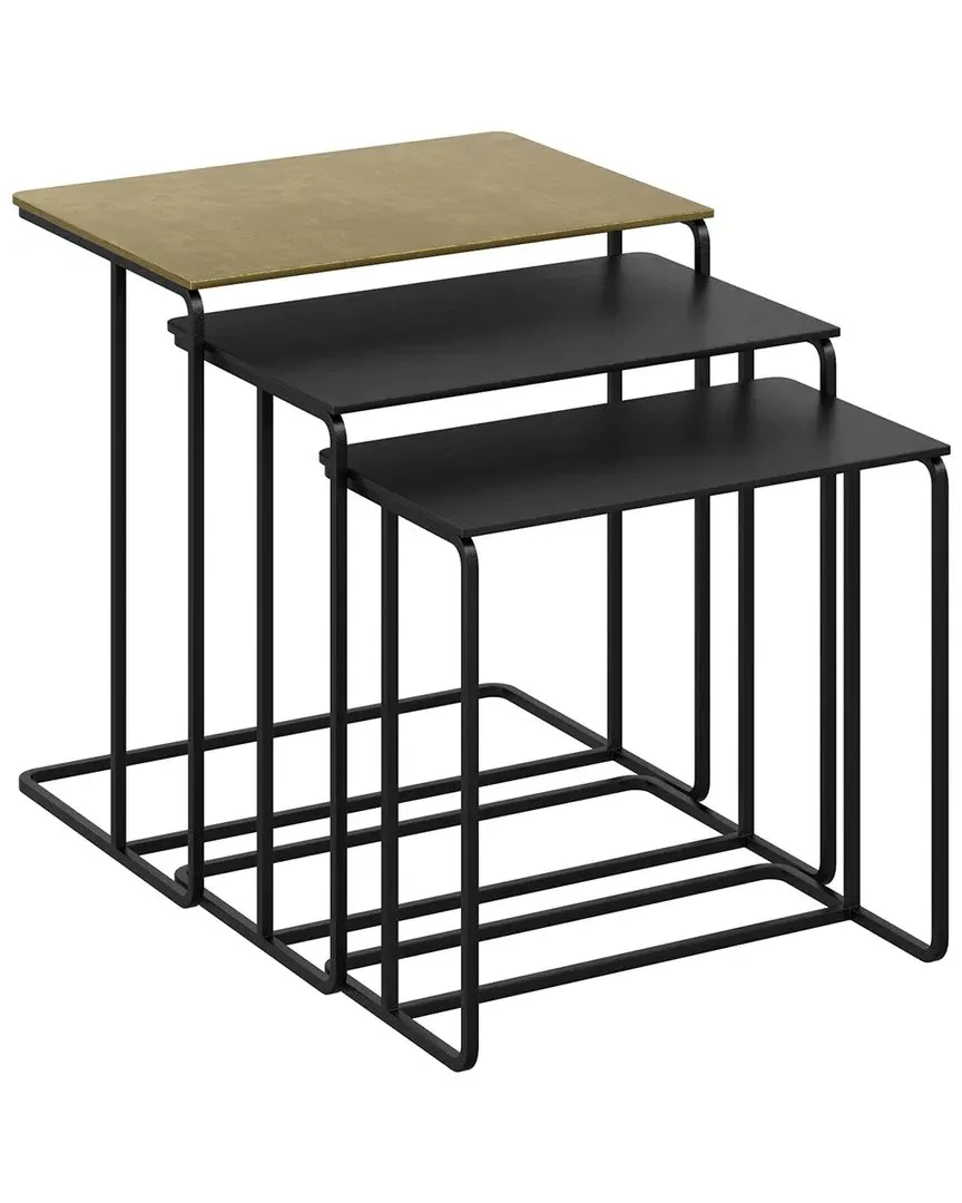 Industrial Chic 3-Piece Nesting Table Set - Gold, Cast Aluminum image