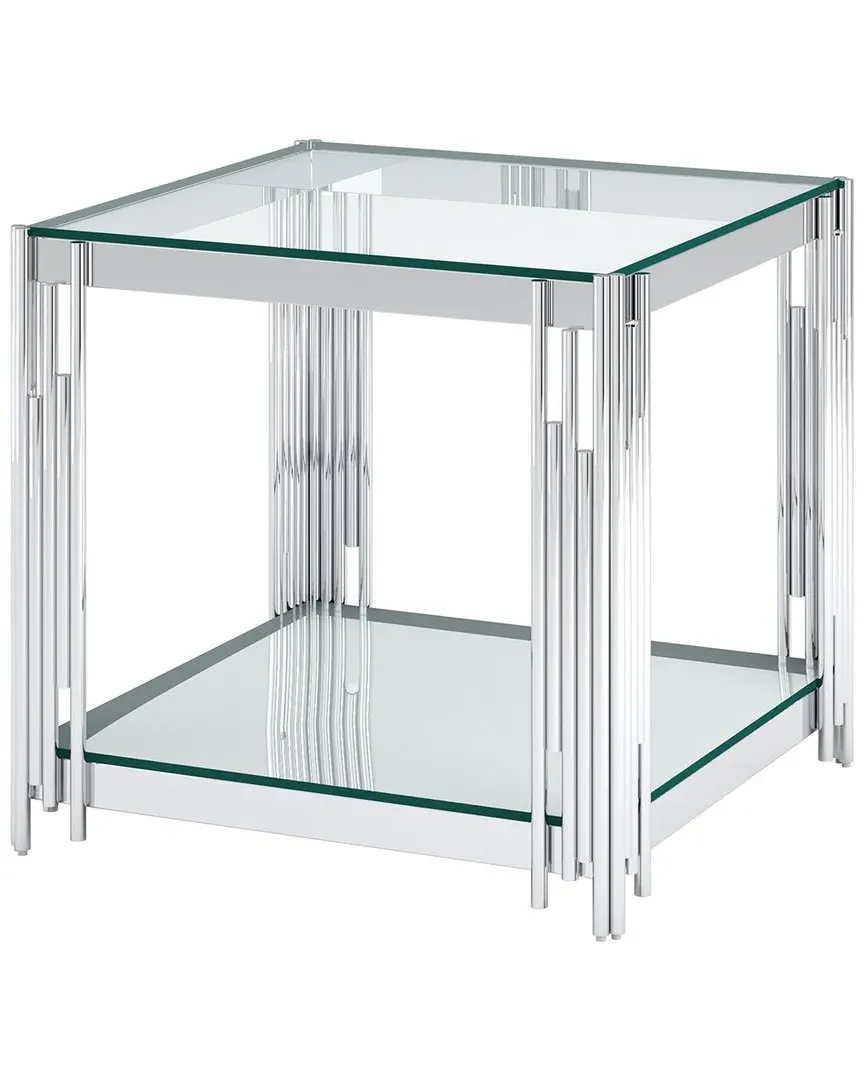 Large Square Accent Table - Silver, Glass