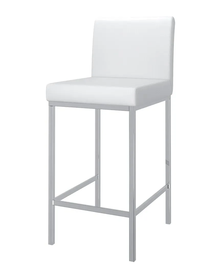 Set of 2 Counter Stools - White, Faux Leather