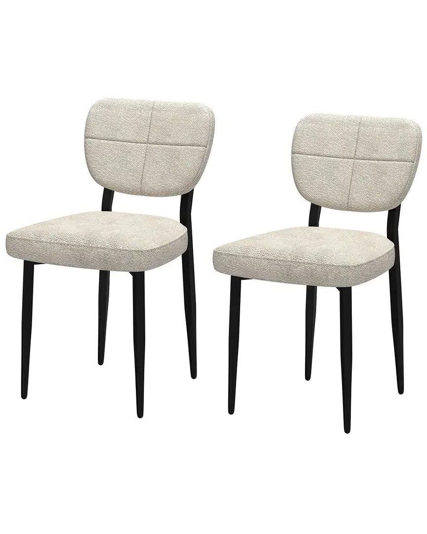 Set of 2 Dining Chairs - Beige, Fabric image
