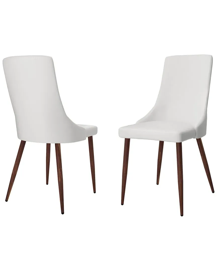 Set of 2 Mid-Century Side Chairs - White, Faux Leather image