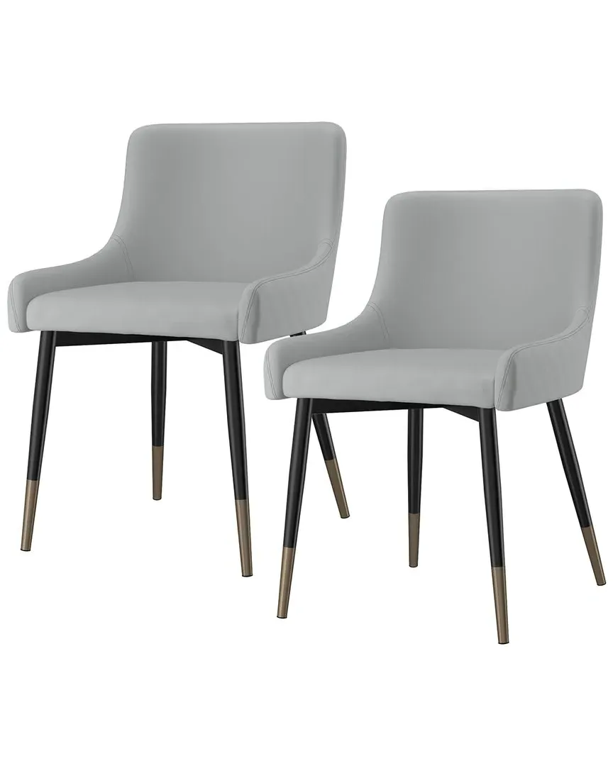 Set of 2 Side Chairs - Grey, Faux Leather