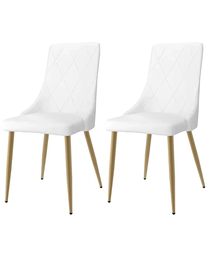 Set of 2 Side Chairs - White, Faux Leather