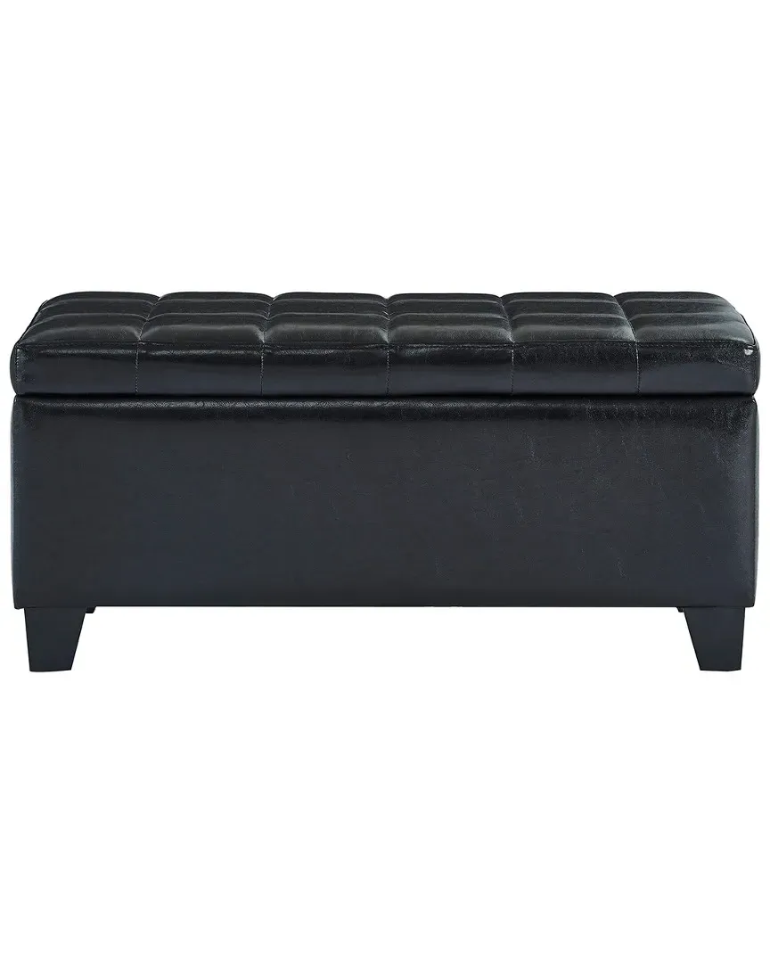 Winston Storage Ottoman - Black Faux Leather