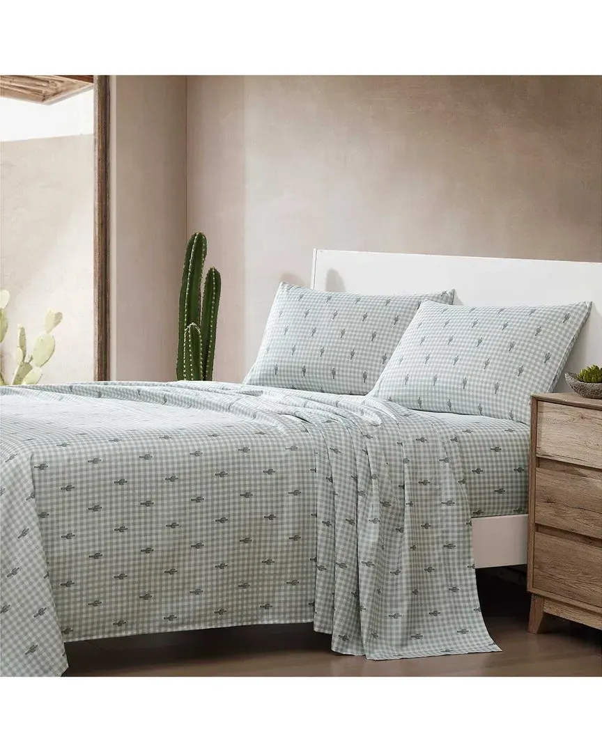 Cactus Gingham Sheet Set - Green, Polyester image