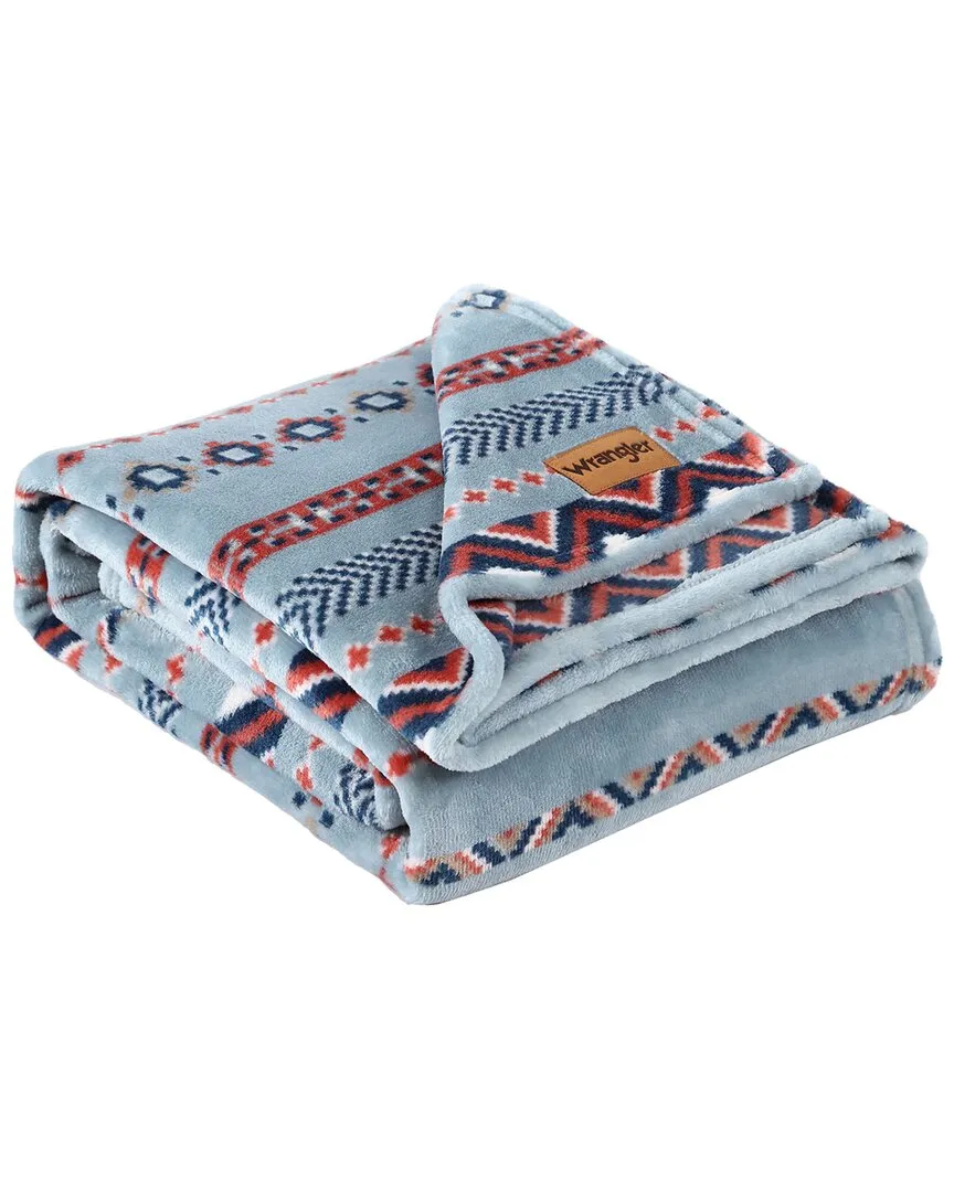 Diamond Trail Plush Fleece Reversible Throw Blanket - Blue