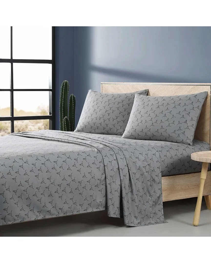 Steer Skulls Sheet Set - Grey, Polyester