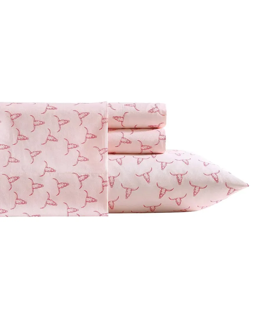 Steer Skulls Sheet Set - Pink, Polyester