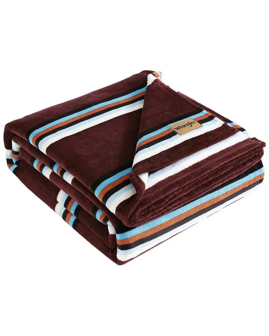 Western Saddle Stripe Plush Fleece Blanket - Burgundy image