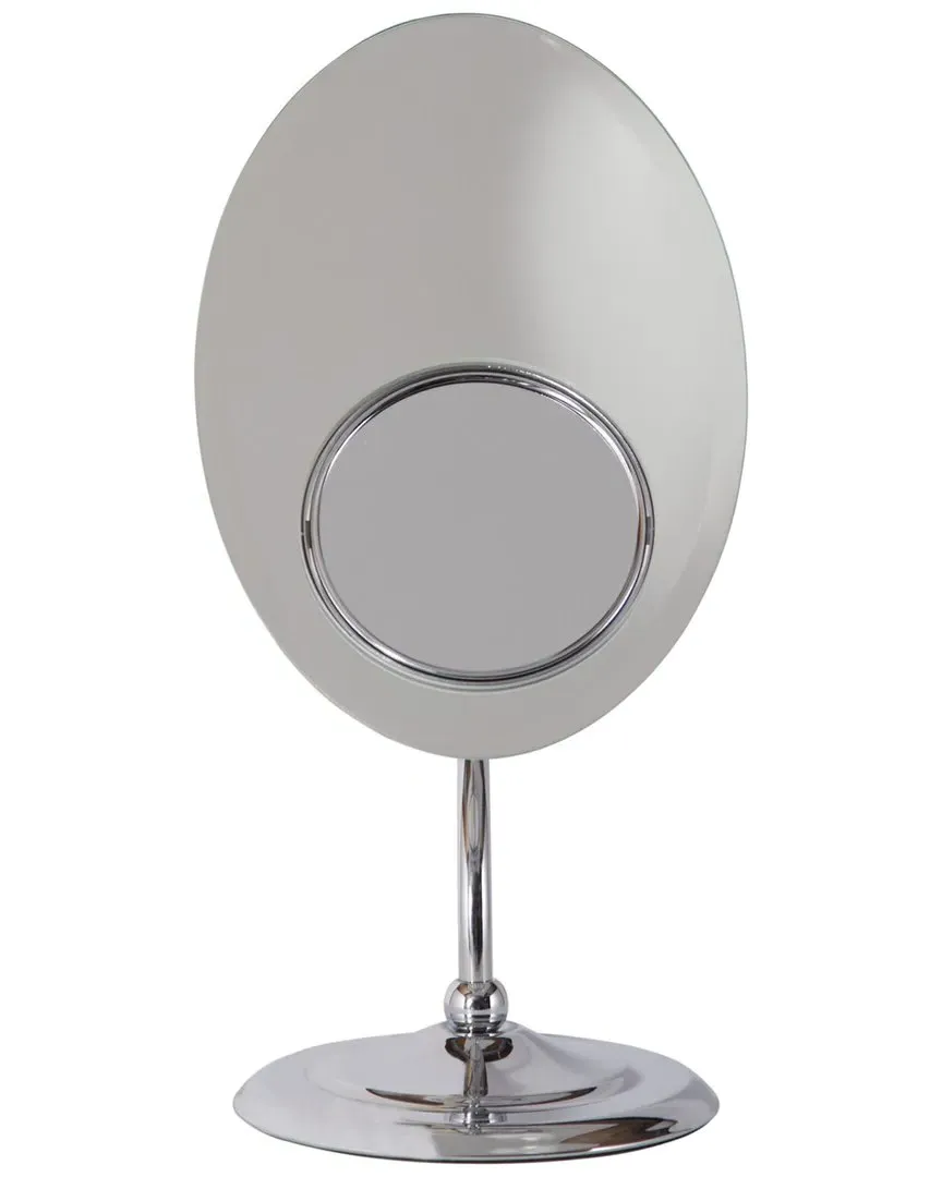 Oval Tri-Optics Pedestal Vanity Mirror with Triple Vision - Chrome