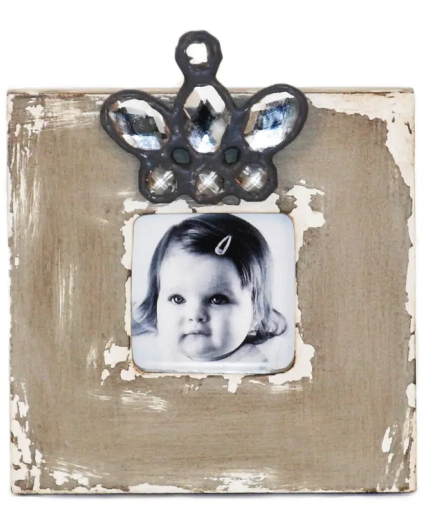 5x5 Photo Frame with Gem Accents - Off-White, Resin image